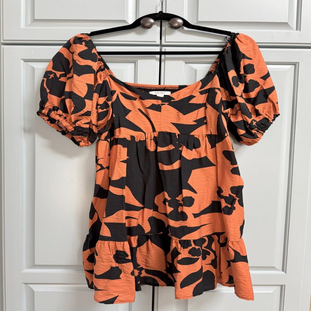 Nine West Floral Mini Dress | Orange & Black | Extra Large
